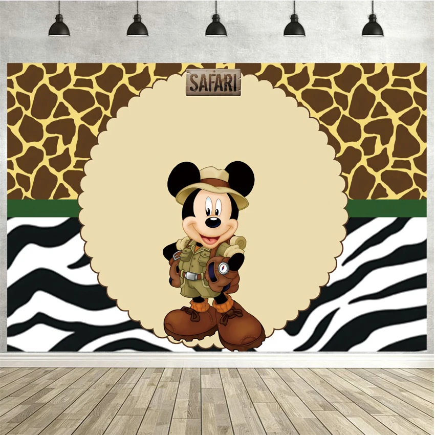 

Cartoon Mouse Skydiver Safari Theme Photo Background Newborn Baby Shower Kids Birthday Party Backdrop Vinyl Photography Camping