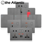 Универсальная настенная розетка питания на 13 а, 16 А, выключатель с люминесцентной лампой, тип 86 146, серый пластик