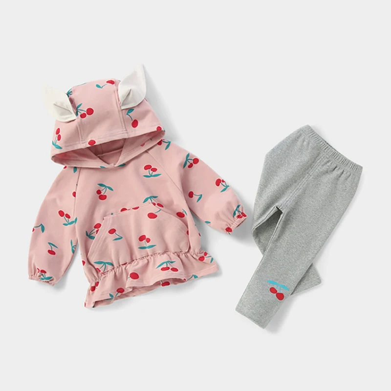 Fashion Baby Clothes Girls Sets Long Sleeve Print Hoodie Sweatshirt+Shorts 2 Pcs Children Clothing | Мать и ребенок