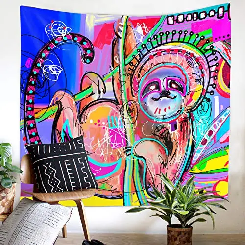 Милый животный тропический ленивый на ветке дерева красочный абстрактный