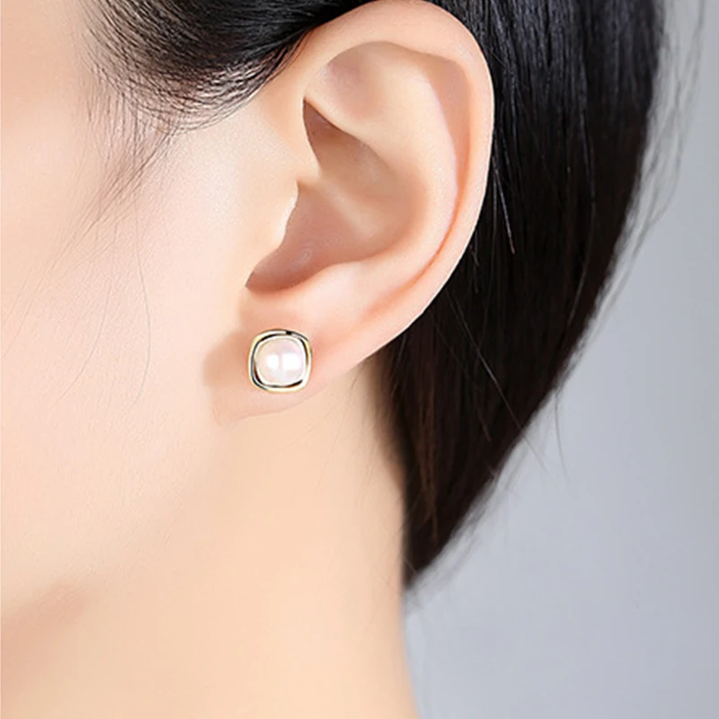 Серьги-гвоздики женские из серебра 925 пробы с натуральным жемчугом | Украшения и