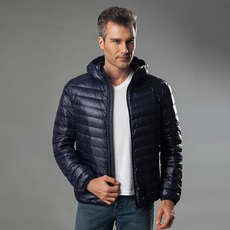 Men's Hooded Jackets Light Thin Warm Duck Down Filler Autumn Winter Male Loose Coats Plus Size 4XL 5XL 6XL for Weight:50-145kg