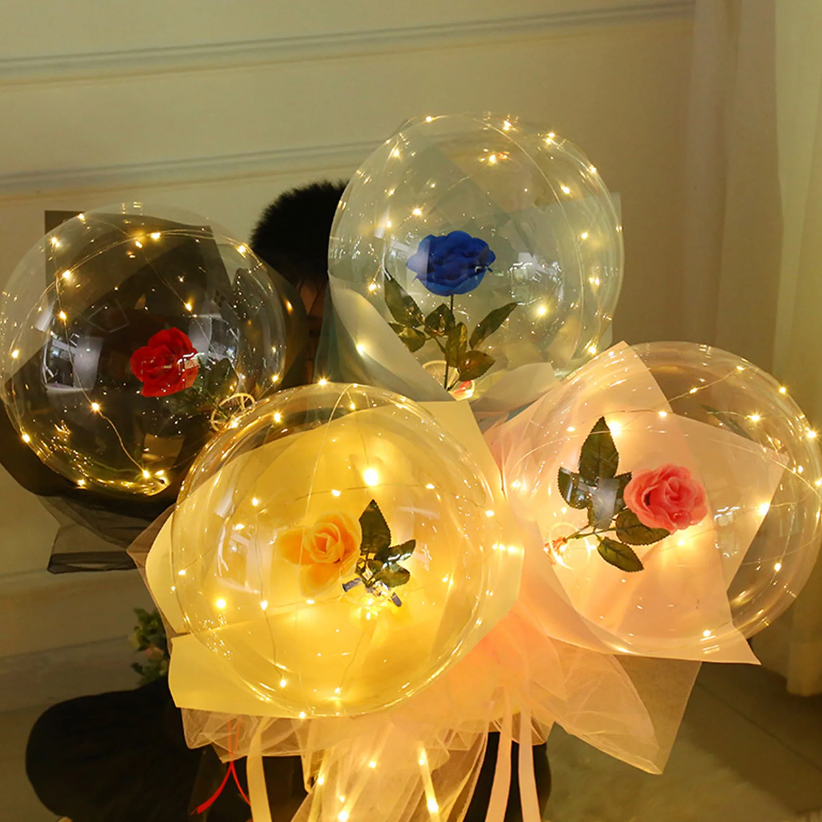 LED Balloon Luminous Rose Bouquet DIY Best Gifts For Valentine's Day Christmas Party Wedding Decoration Romantic Globes | Дом и сад