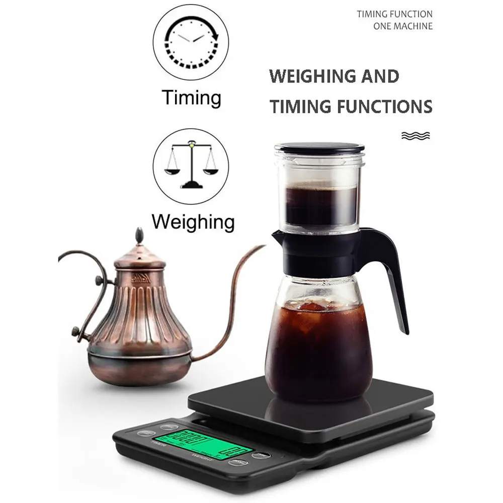 

3kg/0.1g Drip Coffee Scale With Timer Portable Electronic Digital Kitchen Scale High Precision LCD Electronic Scales