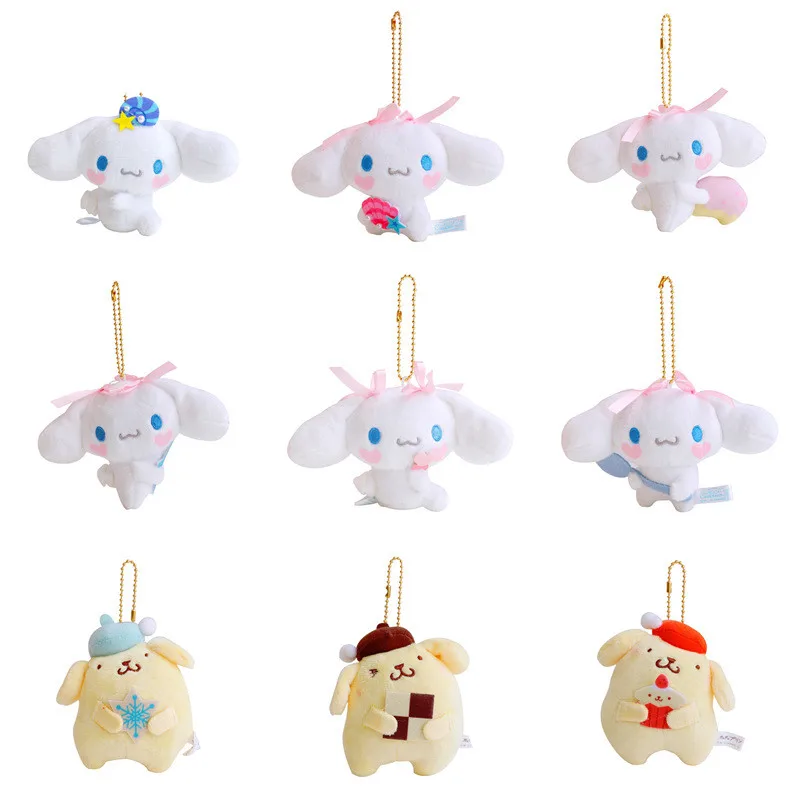 

Kawaii Sanriod Anime Series Cinnamoroll Onpompurin Plush Doll Pendant Bag Ornament Halloween Boy Girl Gift