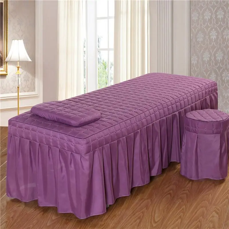 

35 1PC Brief Beauty Bed Skirt Beauty Salon Bedspread with Hole Purple Polyester/cotton 5 Size 11 color options
