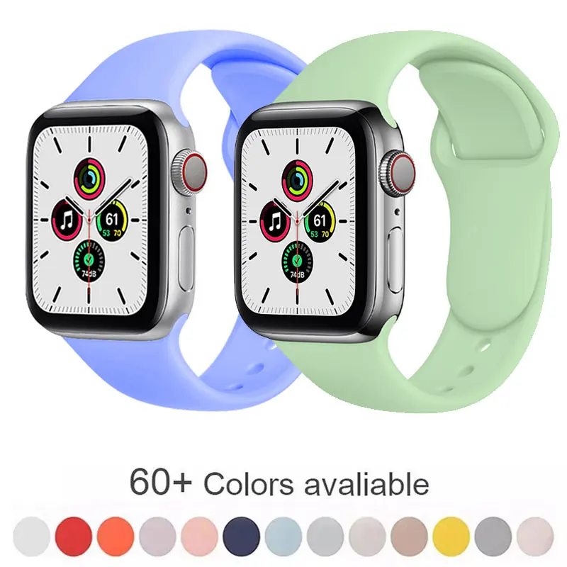 

Silicone strap for Apple Watch band 40mm 44mm 38MM 42MM Rubber belt Watchband bracelet Accessories Iwatch 3 4 5 6 se