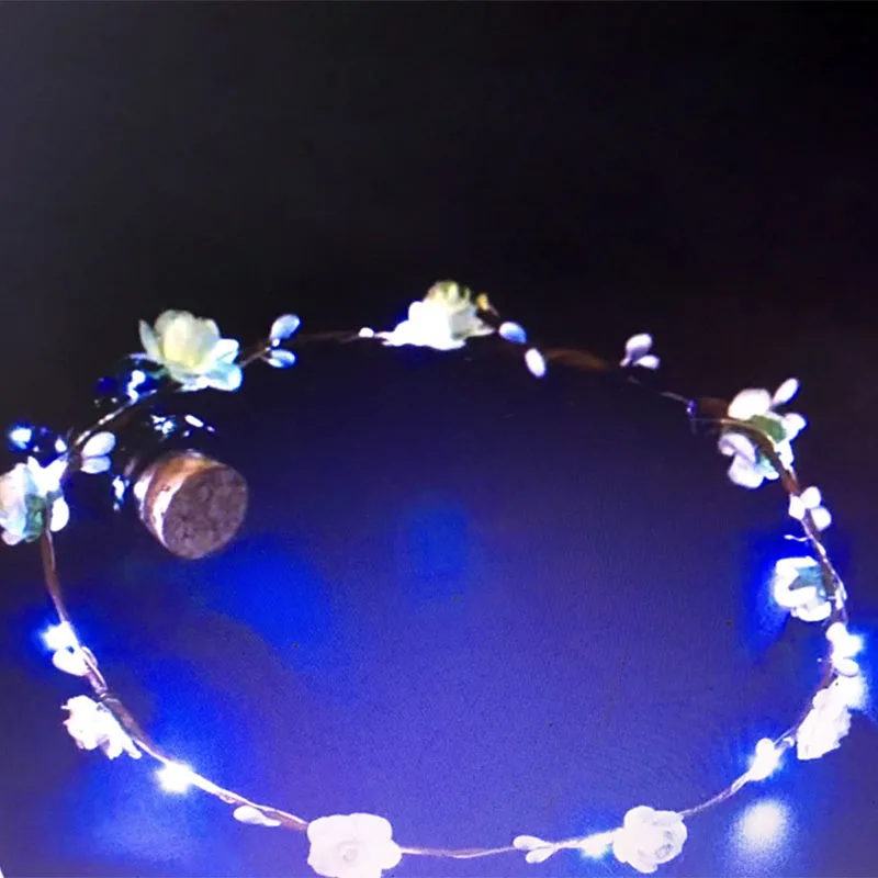 

Fashion Women Garland 10 Leds Luminous Headbands Ladies Girls Flowers Wreath Floral Hair Band Headwear Hairs Accessories LL@17