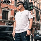 Футболка GXXH Мужская в стиле оверсайз, хлопковая рубашка с тиснением, Повседневная размера плюс, большие размеры XXXXL 5XL 6XL 7XL, цвет белыйсерый, на лето