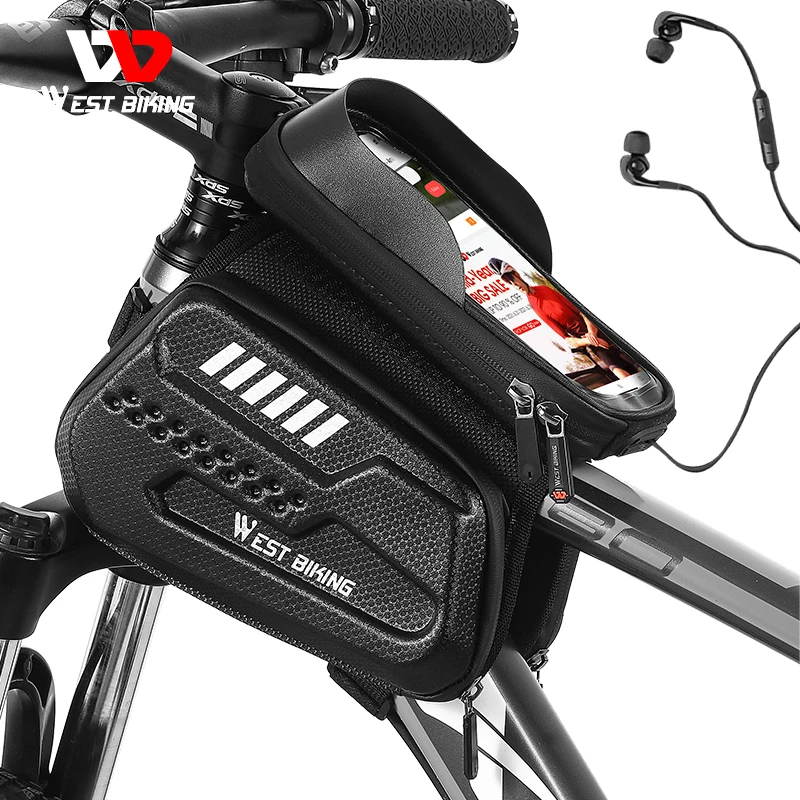 

WEST BIKING Bike Frame Bag Waterproof Bicycle Bag Touchscreen Phone Case Cycling Bags MTB Bike Top Tube Handlebar Bicycle Bag