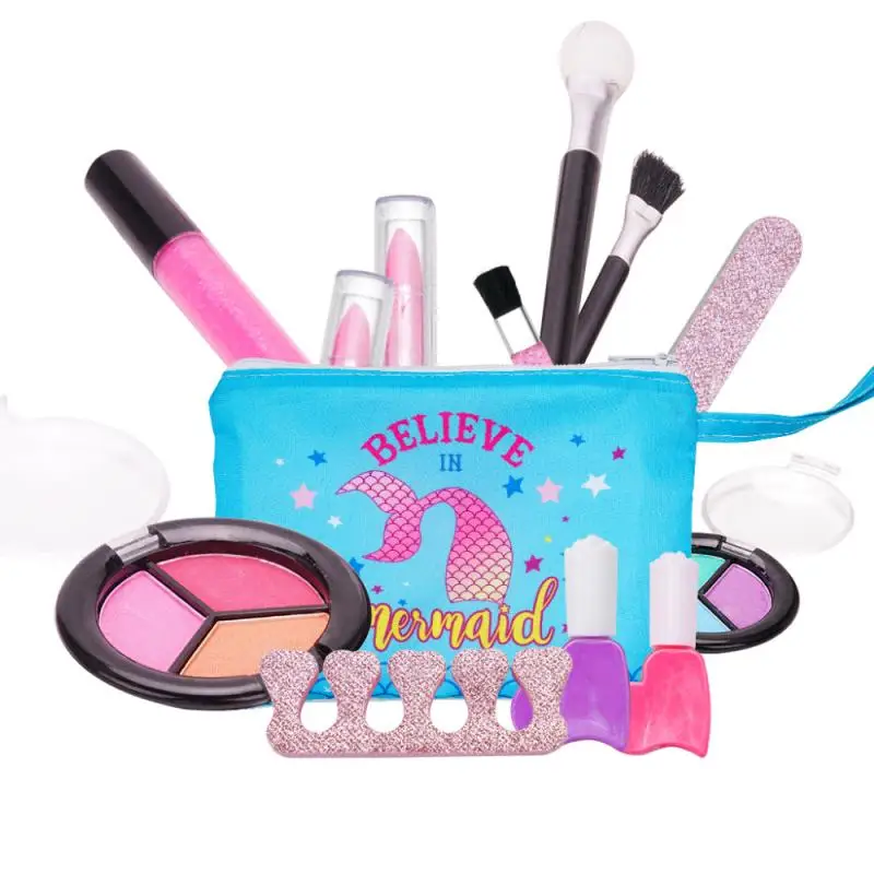 Hot Sale Children Fashion Beauty Makeup Bag Set Kid Educational Girl Shiny Eyeshadow Colorful Nail Polish Makeup Tool Day Gift