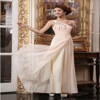free shipping 2014 one shoulder chiffon princess crystal formal gown bride maxi long for party custommade bridesmaids dresses
