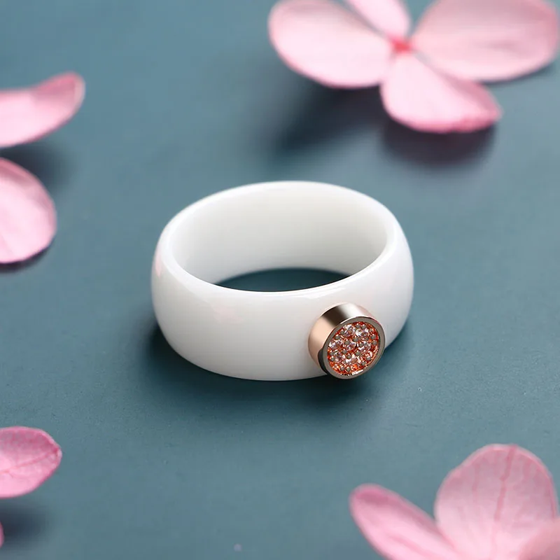 Элегантные керамические кольца на палец черные белые гладкие ювелирные изделия