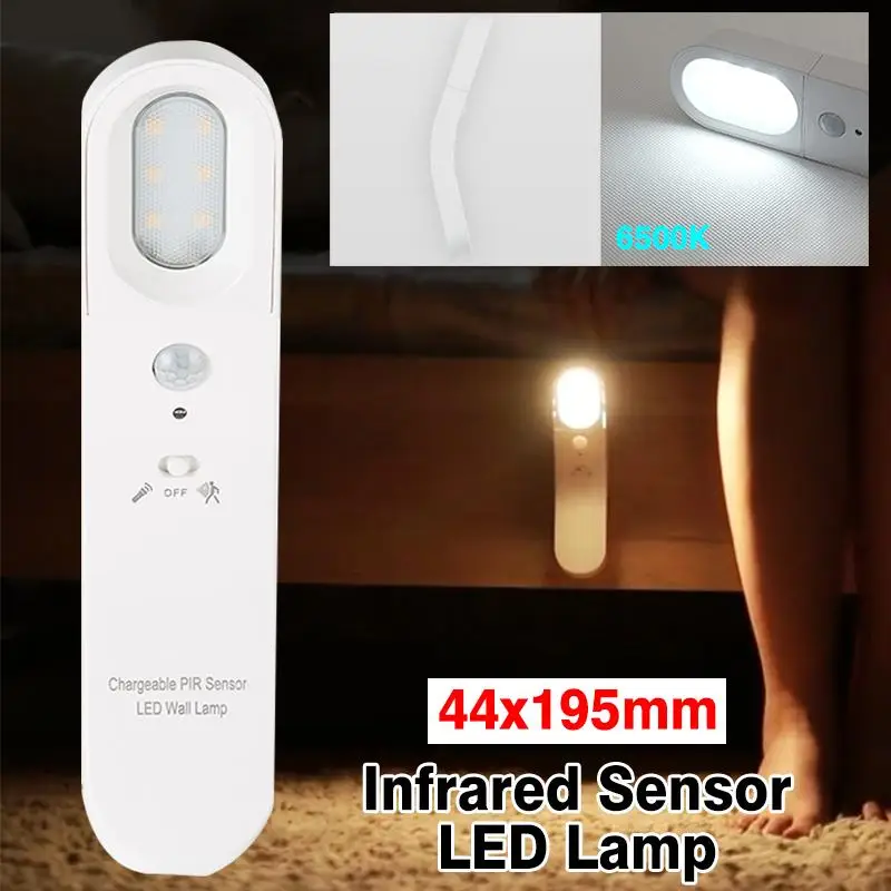 

2-в-1 Инфракрасный Сенсор светильник аккумуляторный светодиодный Ночной светильник аварийного освещения для Офис 6500K/3000K Цвет Температура о...