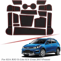 16pcs car styling for kia rio x line kx cross 2017 2020 latex gate slot pad interior door groove mat non slip dust mat accessory