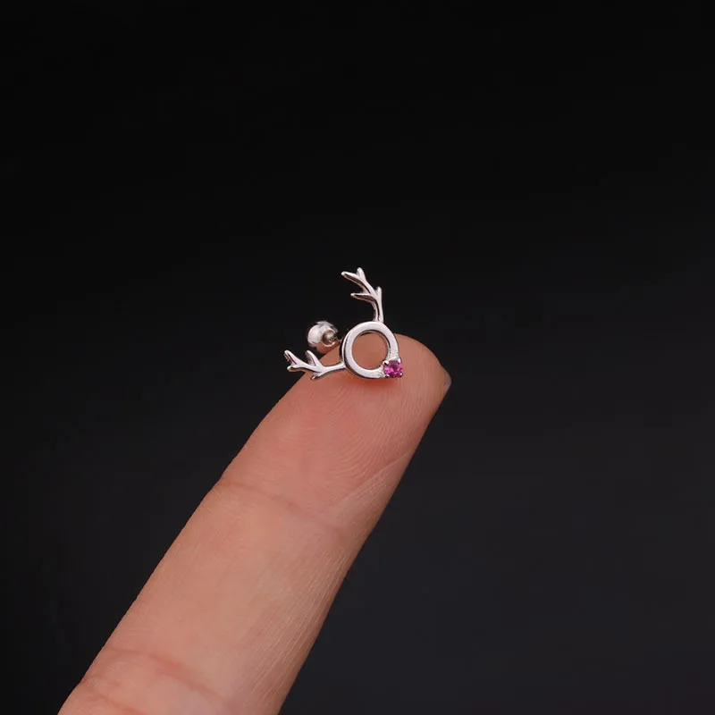 1pc Silver Color Star Crystal CZ Cartilage Piercing Stud Earrings Helix For Women Jewelry Tragus Rook Earlobe Screw Back Earring | Украшения