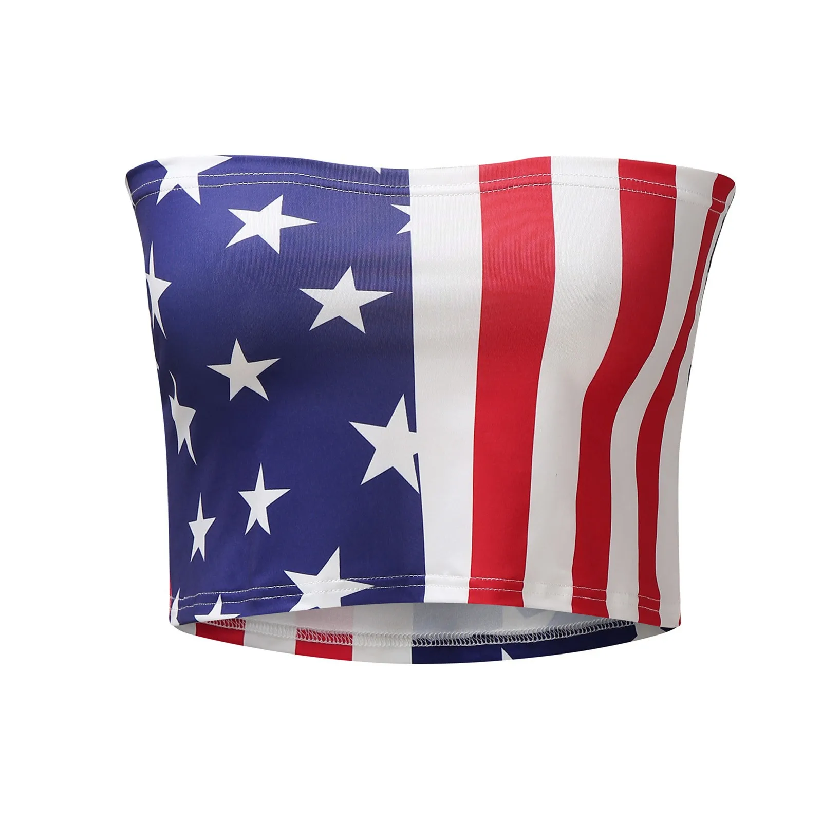 

Sexy Fashion Women Flag Print Off The Shoulder Elasticity Top Tee Short Camis Blouse 2021 Classic Style vest Tops
