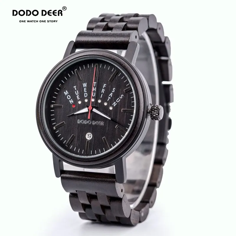 

Relogio masculino DODO DEER Wood Watch Men erkek kol saati Week Display Date Japan Quartz Men' Watches Accept Logo Dropshipping