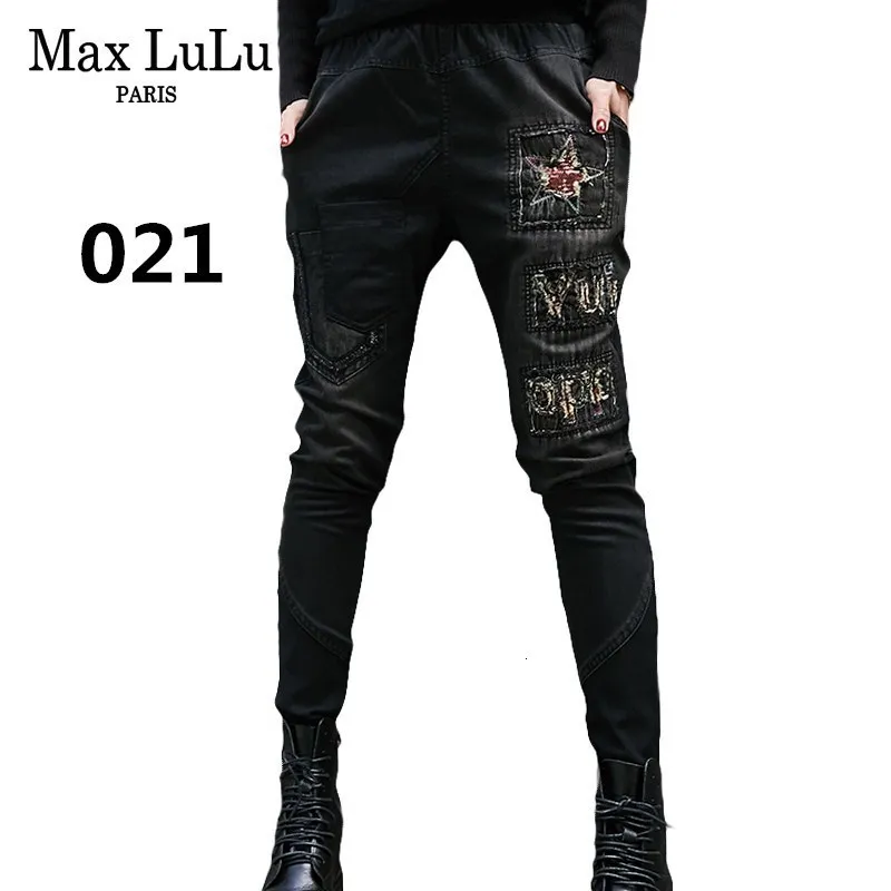 Max LuLu Роскошные корейские винтажные женские штаны-шаровары женские черные рваные джинсы с эффектом пуш-ап женские джинсовые брюки размера плюс Pantolon