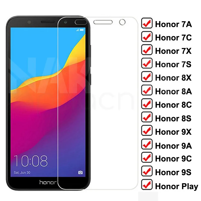 Защитное стекло 9H для Huawei Honor 7A 7X 7C 7S закаленное защитное 8X 8A 8C 8S 9X 9A 9C 9S стеклянная
