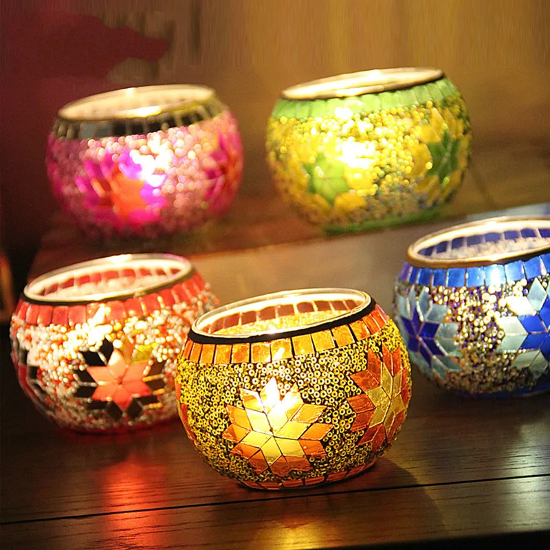 

candlestick color snowflake mosaic glass candlestick candlelight dinner bar decoration candelabra wedding centerpieces