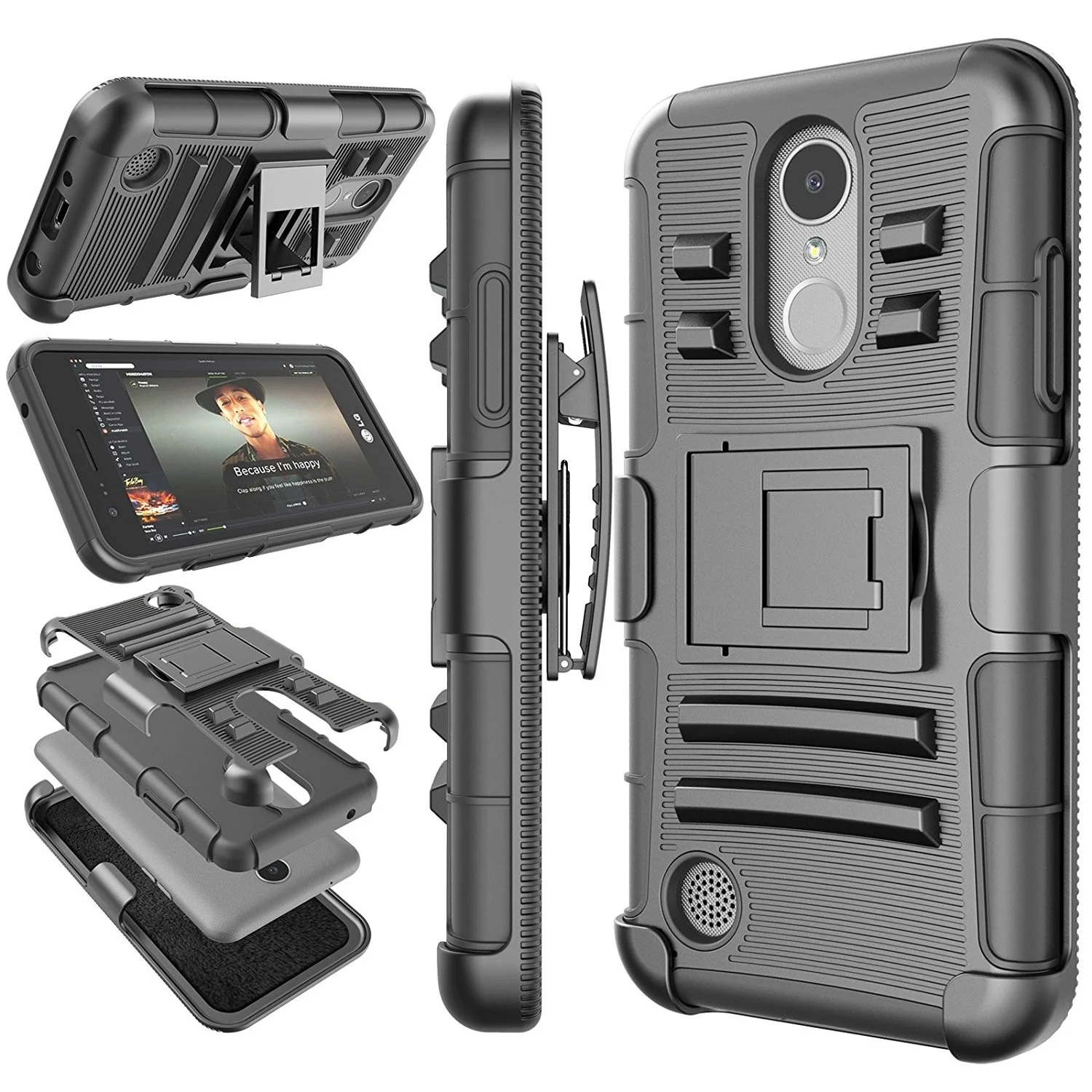 Жесткий армированный чехол с зажимом для ремня LG V40 V50 ThinQ V30 Q7 Stylo 5 4 K30 2019 K40 Phoenix 3 K10