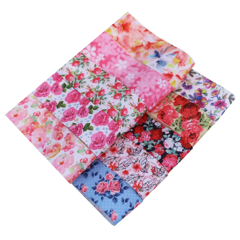 

10 Designs Available!!! 25/38mm Heat Transfer Floral Printed Frosgrain Ribbon,50yards/lot