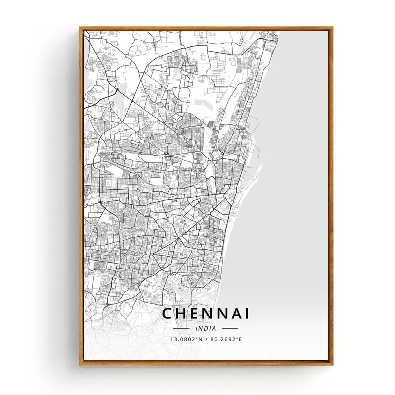 Agra Бангалор Ченнай Дели Хайдарабад Современная Карта города индии плакат на