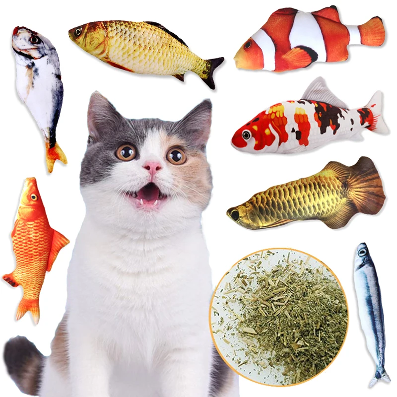 

1PC 3D Fish Shape Toy For Cat Soft Plush Catnip Kitten Funny Interactive Pillow Doll Cats Cute Simulation Fish Small Toys Gifts