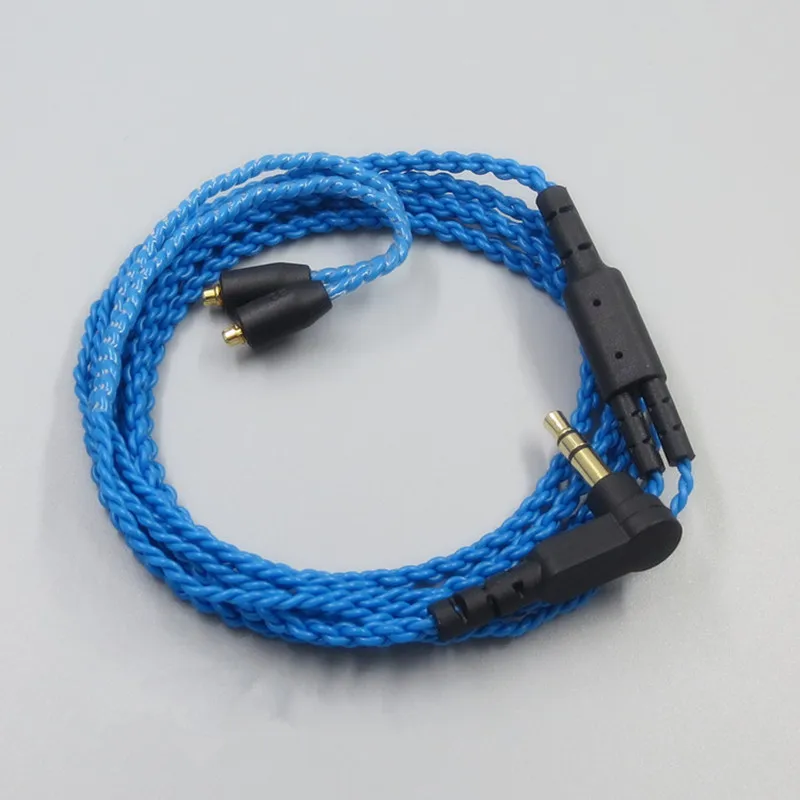 Синий Замена аудио кабель для Shure se535 SE215 UE900 наушники обновление шнур гарнитуры провода разъем подходит для многих наушников 23AugT2 - Цвет: Синий