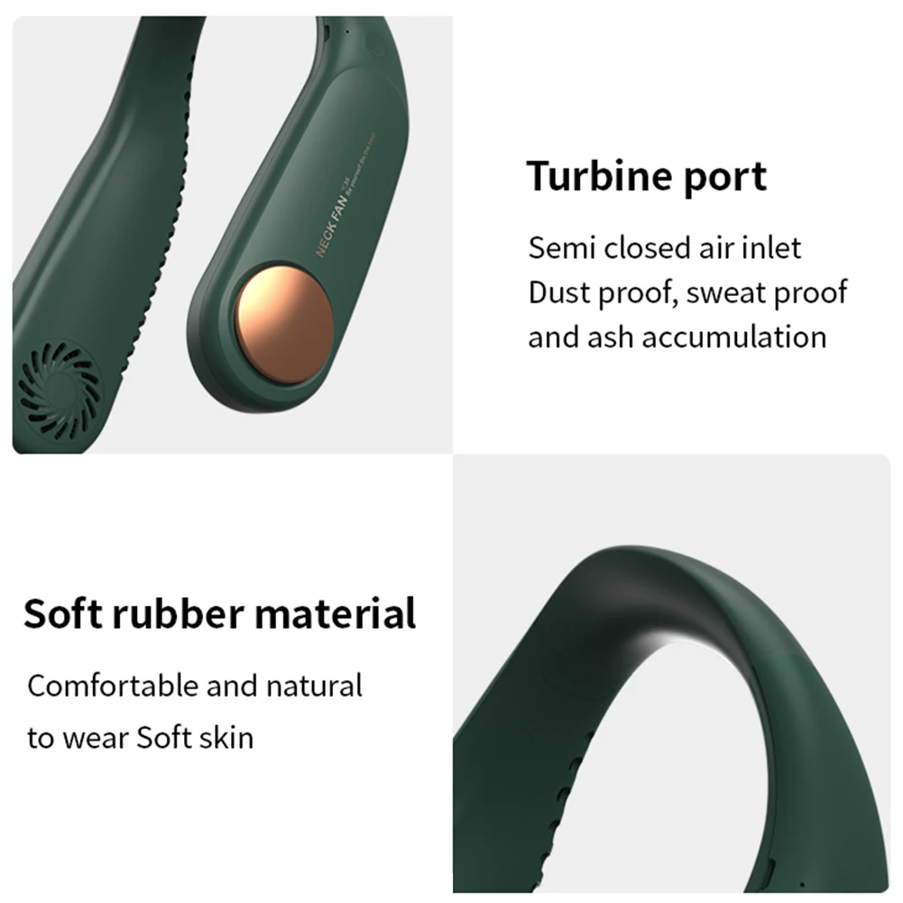 

WS35 Mini Bladeless Neck Fan USB Rechargeable Mute Neckband Wearable Cooler Portable for Outdoor Sports Travel Home
