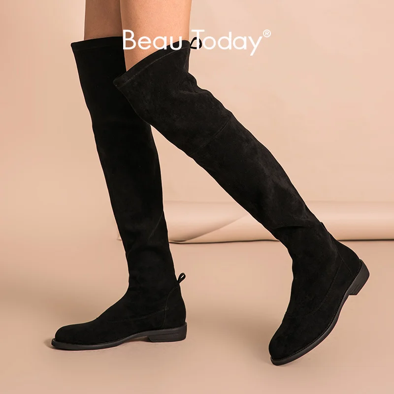 Ботинки женские длинные из эластичной ткани на шнуровке осень/зиму|Ботфорты| |