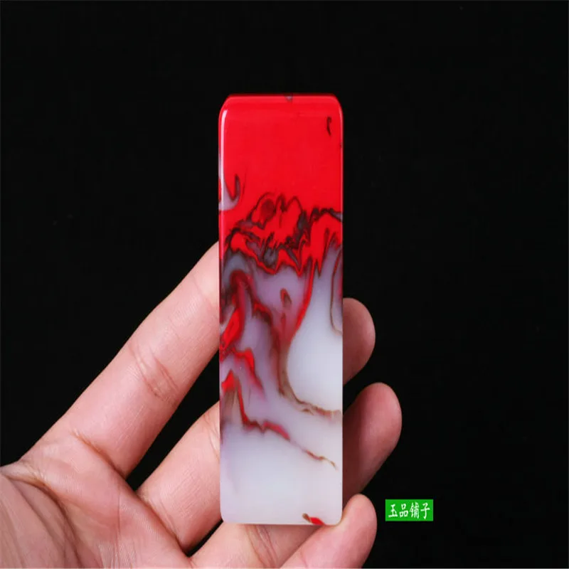 Китайская ручная резьба натуральный куриный кровь Камень плоский уплотнитель |