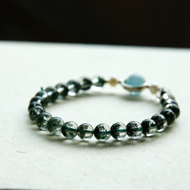 Зеленый браслет с кристаллами призрака женский из рога изобилия пять элементов