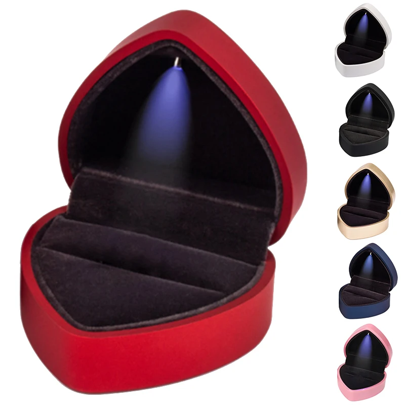 

Heart-Shaped LED Wedding Ring Box with Display Storage Jewelry Case