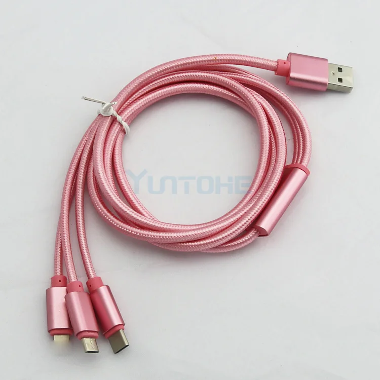 Зарядный кабель Micro USB Type-C 3 в 1 для iPhone Xiaomi Redmi Note Samsung мобильный телефон USB-кабель