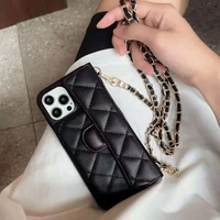 luxury brand new lambskin chain strip phone case crossbody for iphone 12 13 11 pro xs max 7 8 plus xr cc back cover accessory
