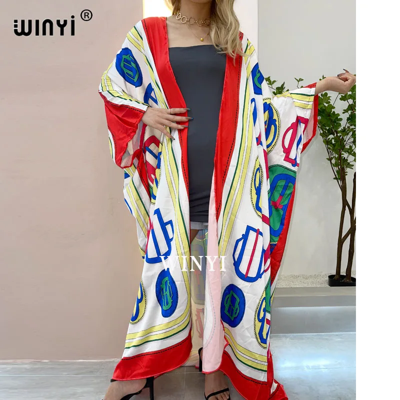 

Middle East Summer Women Cardigan sukienka robe traf superior quality Boho Maxi African Holiday Batwing Sleeve Silk Robe