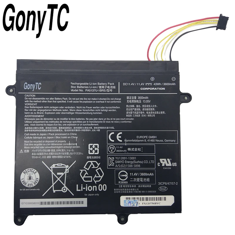 GONYTC 11 4 V 43Wh 3600mAh Оригинальный аккумулятор для ноутбука Toshiba Satellite Protege Z10 PA5137U-1BRS PA5137U