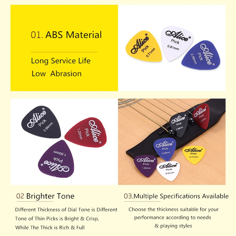100 stücke gitarre picks akustische elektrische plektren celluloid mischen 0 580 710 810 961 215mm dicke boxed gitarre zubehör free gl