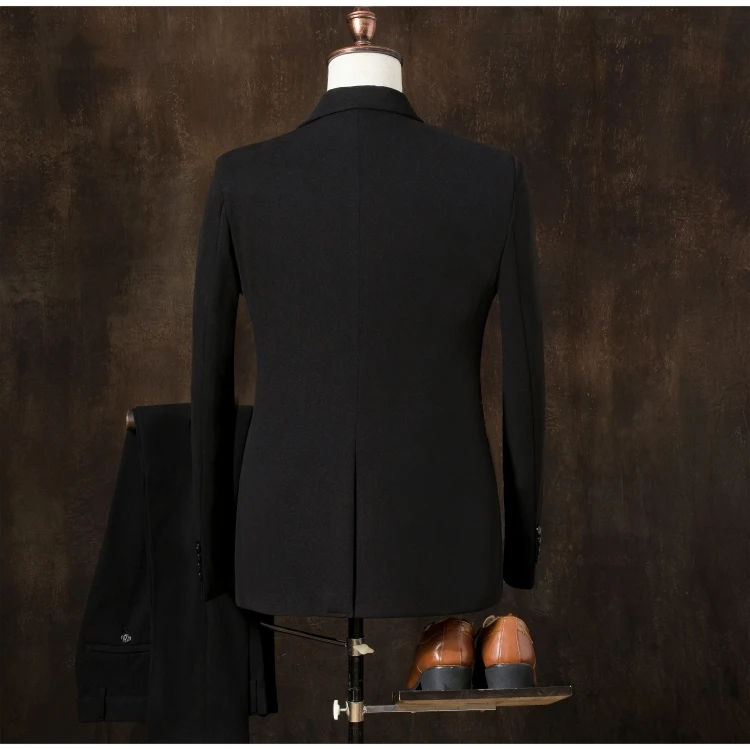 Весенние модные мужские повседневные однотонные костюмы с вышивкой тонкие