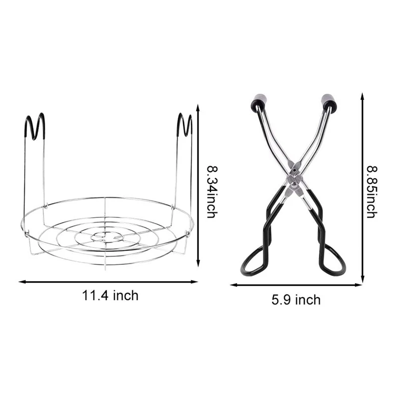 

Steamer Rack Heat Resistant Silicone Handles and Compatible Steaming Rack Pressure Cooker Canner Canning Jar Lifter Tong