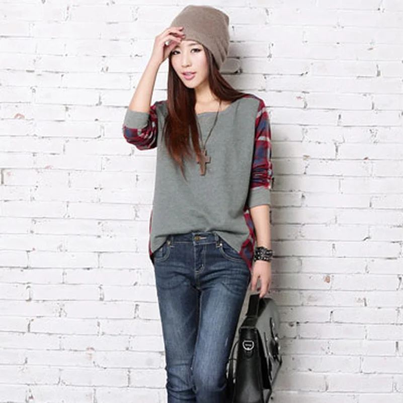 Patchwork Plaid Hoodies Sweatshirts 2022 Women Casual Kawaii Harajuku New Sweat Punk For Girls Clothing European Tops Korean