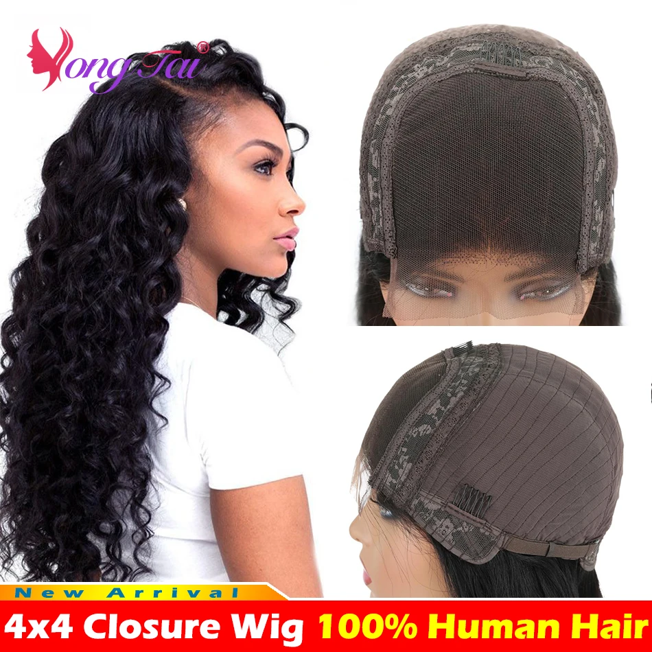 YuYongtai Peruvian Deep Wave Lace Closure Pre-Plucked Human Hair Wig Lace Frontal Wigs For Women Cheap Items With Free Shipping
