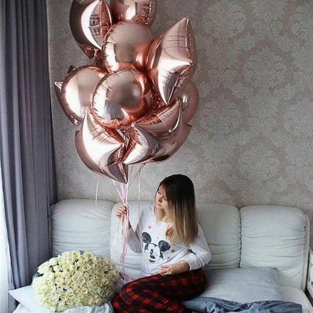 10 шт 18inch Звезда розового золота в форме сердца круглый Фольга воздушные шары с