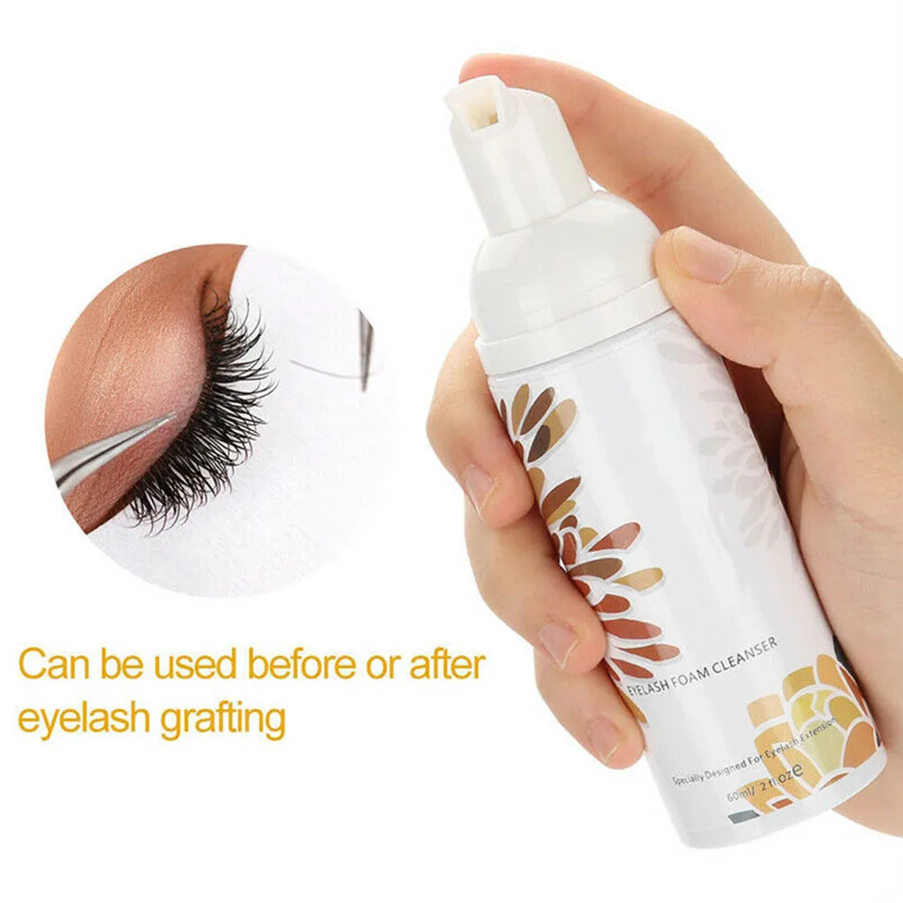 

60ml With Brush No Irritating Gentle Mascara Daily Eyelash Foam Cleaner Extension Shampoo Portable Mousse Makeup Remove Residue
