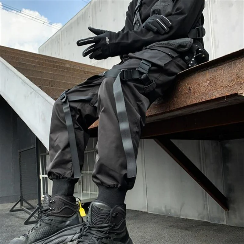 Брюки-карго Techwear мужские с множеством карманов уличная одежда в стиле хип-хоп