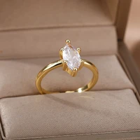 simple crystal heart marriage bridal ring for women vintage zircon geometric open finger ring female engagement jewelry bff
