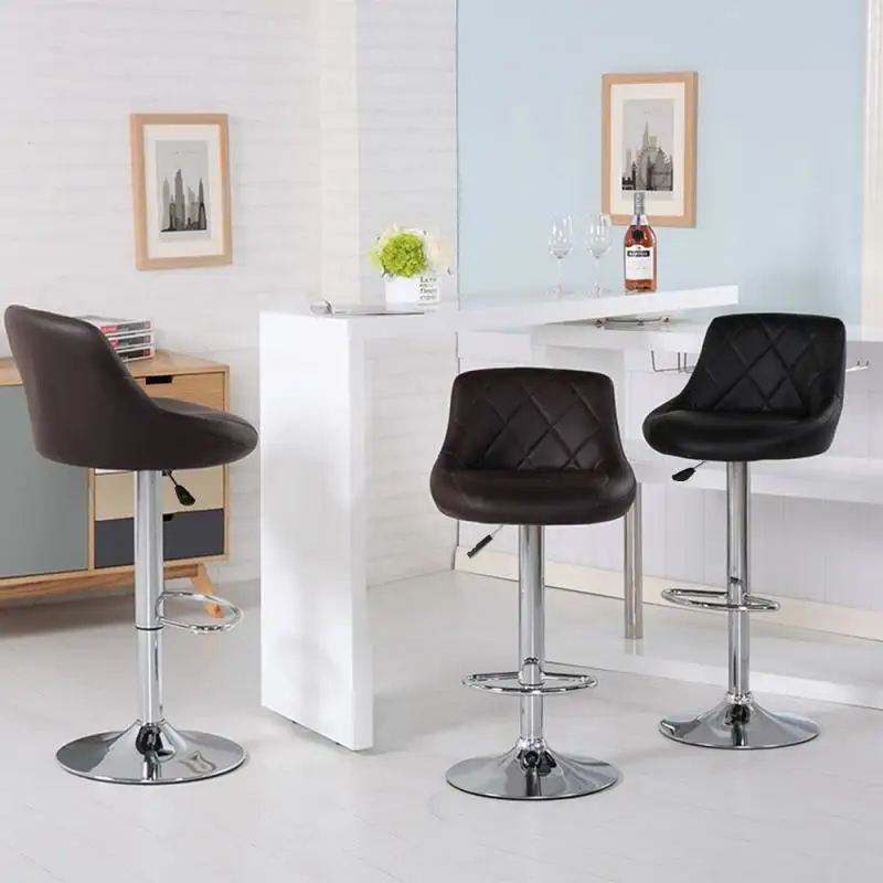 

2Pcs/Set Lounge Chairs Bar Chair PU Leather Bar Stool Lift Height Adjusted Swivel Leisure Home Office Kitchen Backrest Chair HWC