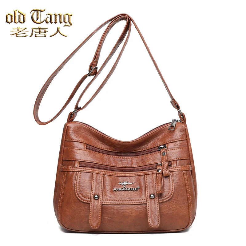 Сумка на плечо женская из мягкой кожи Роскошный дизайнерский саквояж кросс боди